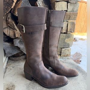 Cole Haan Women’s Leather Knee High Tall Riding Brown Heeled Boots Sz-7B.    R